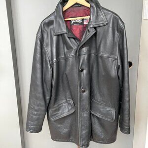 Schott NYC men leather jacket long with lining heavy k leather vintage size 46